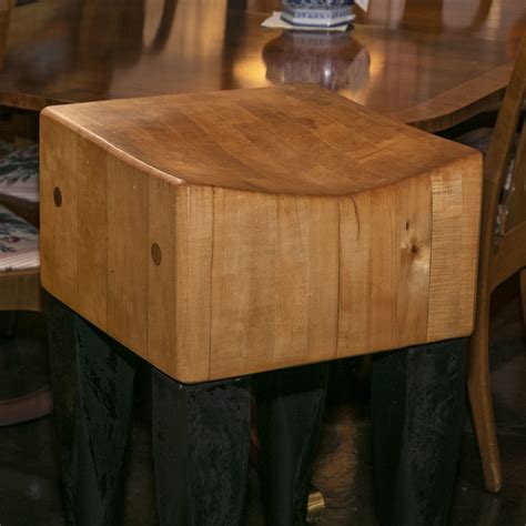 Antique Restored BALLY Butcher Block on Black Legs | Grandview Mercantile