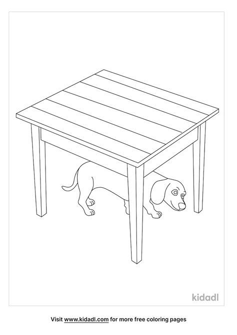 Under The Table Coloring Page
