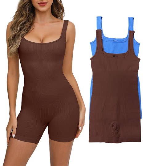 Lulu Shark Women One Piece Short Jumpsuits Workout Ribbed Seamless