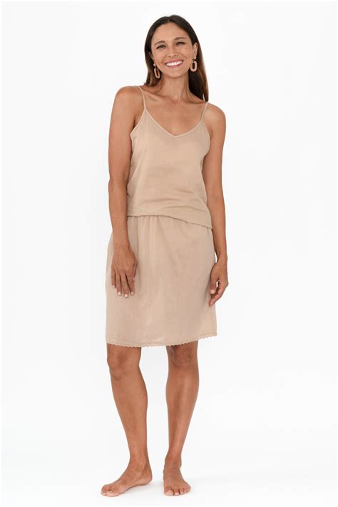 Nude Cotton Slip Cami - Blue Bungalow AU