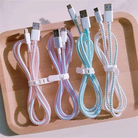 1.6m Spiral Charger Cable Cord Protector Anti-break Spring Protection ...