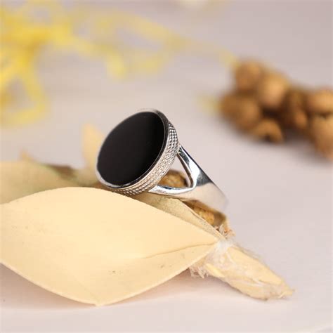 mens silver ring design  shape black plate ring silveradda