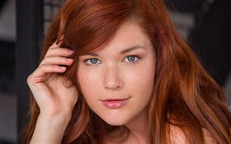 redhead, looking at viewer, face, girl, Mia Sollis, hazel eyes