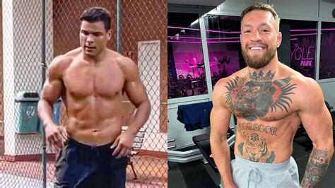 Paulo Costa tests out how McGregor's tattoos would look on him