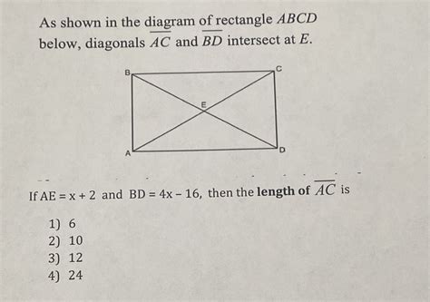 [Solved] As shown in the diagram of rectangle ABCD below , diagonals AC ...