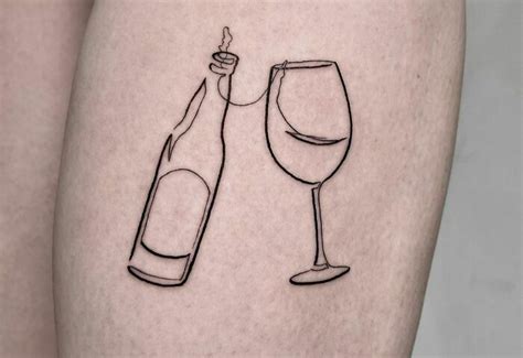 Single Line Wine Tattoo | Wine tattoo, Bottle tattoo, Line tattoos