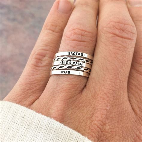Personalized Ring Mothers Rings Hand Stamped Ring - Etsy