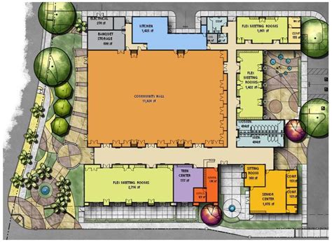 sample floor plan | Recreation centers, Floor plans, Architecture drawing