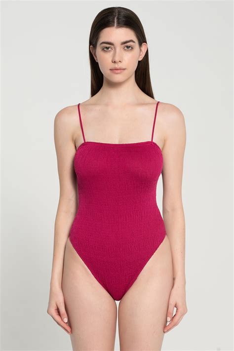 Cotton One-Piece Swimwear Linear Cherry | Pepper Vally®