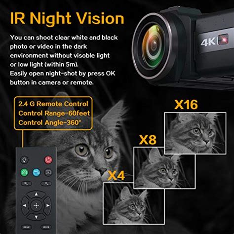 4K 60FPS Video Camera Camcorder Ultra HD 48MP Digital Camera WiFi ...