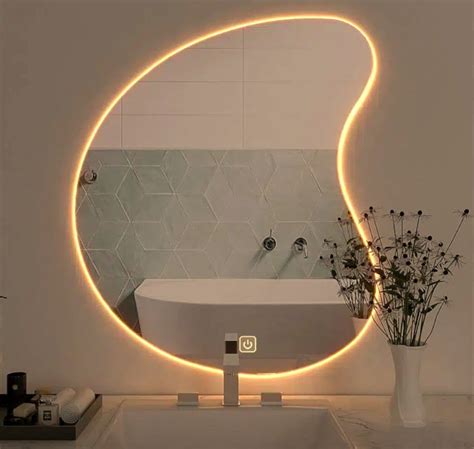 Espelhos Orgânicos Com Led - Espelho Led Orgânico 71×50 iluminação indireta banheiro - Espelhos ...
