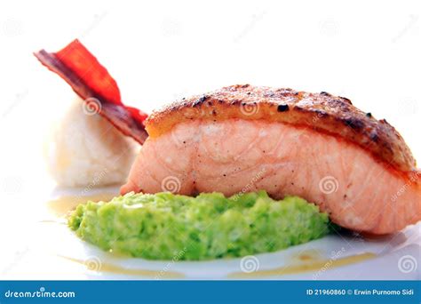 Fish Meat Smoked Salmon Fish Stock Photo - Image of salmon, industry: 21960860