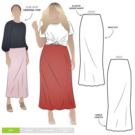 genoa bias cut skirt sewing pattern casual patterns style arc