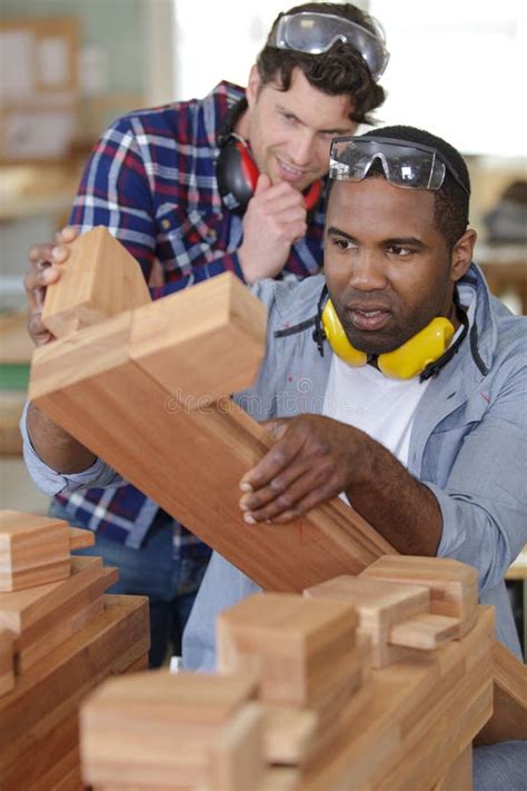 Apprentice Joiner Leaning How To Join Wood Stock Photo - Image of