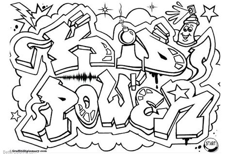 Graffiti Coloring Pages Letters Kid Power - Free Printable Coloring Pages
