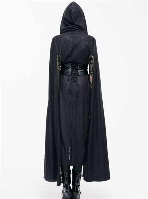 Black Hooded Gothic Long Style Exquisite embroidery Cloak - Magic Wardrobes