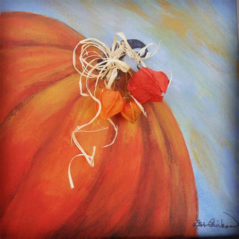 Fall Pumpkin Acrylic Painting. 10 by 10 Rolled Canvas. Ships Free in ...