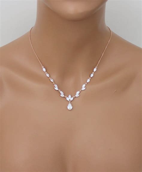 Rose Gold Necklace Set Bridal Jewelry Set Bridesmaid Jewelry Rose Gold ...