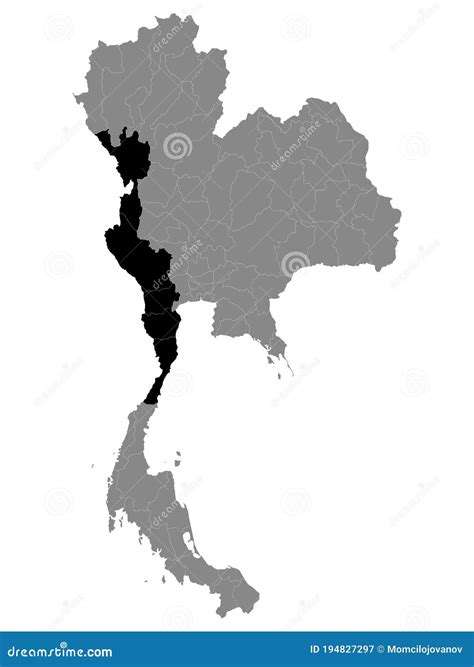 location map  western thailand region stock vector illustration