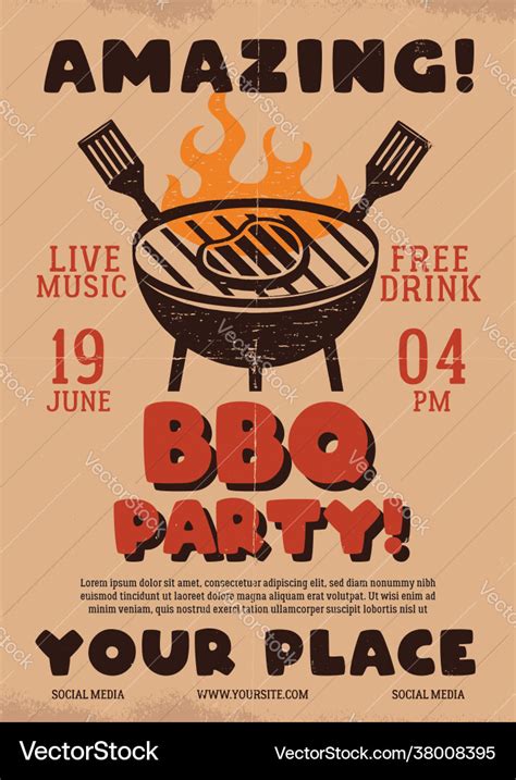 Amazing barbecue party flyer bbq poster template Vector Image