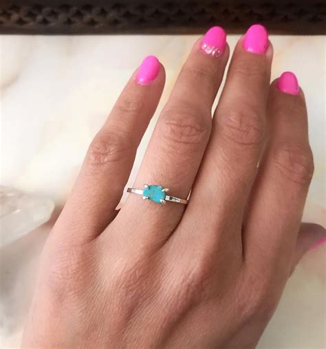 Real Turquoise Ring Turquoise Engagement Ring Stackable - Etsy