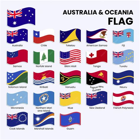 Premium Vector | Australia amp oceania countries waving flags collection