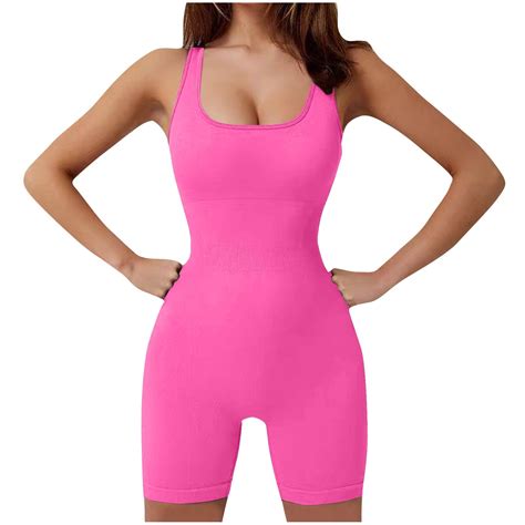 WCMZJ Women's Bodysuit Yoga Workout Romper One Piece Outfits Ribbed