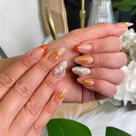 burnt orange nail art 7