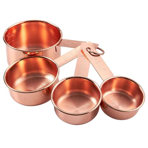 4-Piece Set of Stainless Steel Measuring Cup Set - Copper-Plated Metal ...