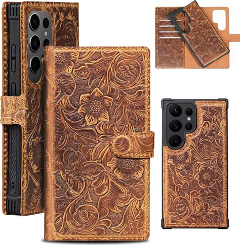 Amazon.com: RMAWRAD Wallet case for Samsung Galaxy S25 Ultra Real Leather case,Genuine Leather2