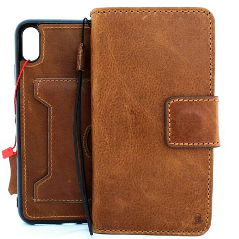 Genuine Real Tanned Leather Case for Apple iPhone XS MAX cover wallet ...