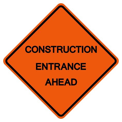 Construction Entrance Ahead Traffic Road Symbol Sign Isolate on White Background,Vector ...