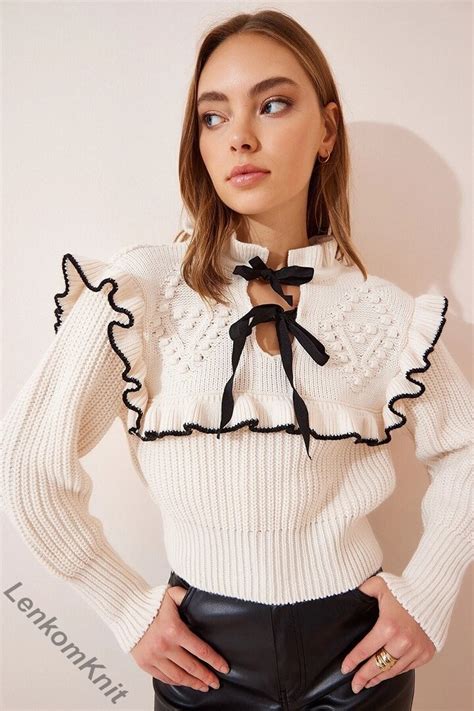 Вязаная блуза с рюшами. Схема узора - Вязание спицами LenkomKnit