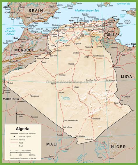 Detailed political map of Algeria with roads - Ontheworldmap.com