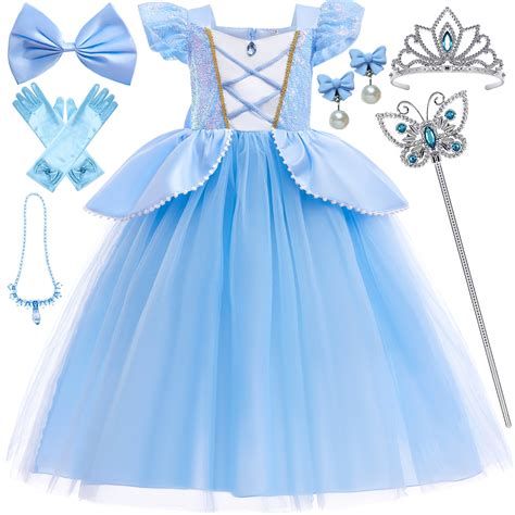 Princess Cinderella Dresses for Girls Costume Cosplay Party Dress with