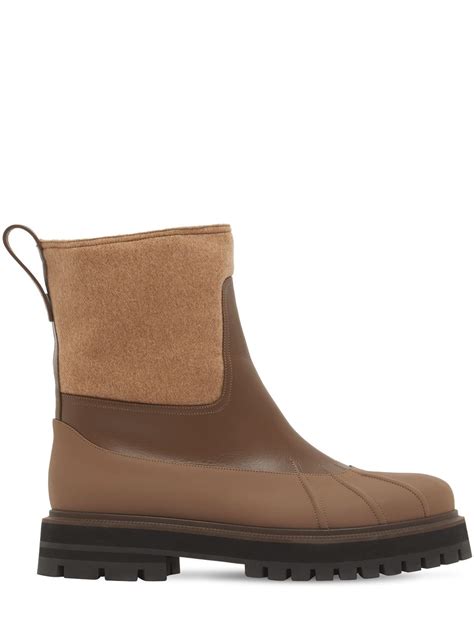 Loro Piana - 30mm regent cashmere & leather boots - | Luisaviaroma