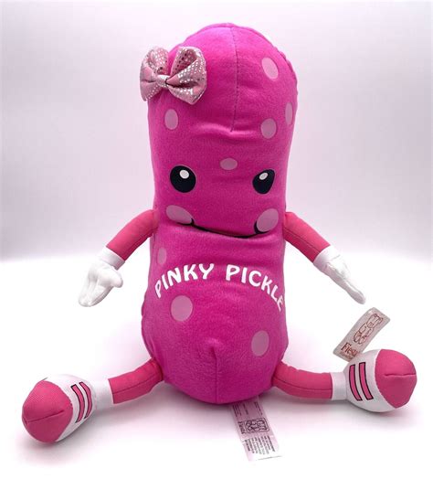 Pinky Pickle Plush Toy Pink Polka Dot with Hair Bow Girl Pickle 17 inch
