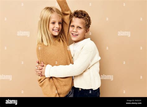 boy and girl happy fashion youth stylish-clothing childhood isolated ...