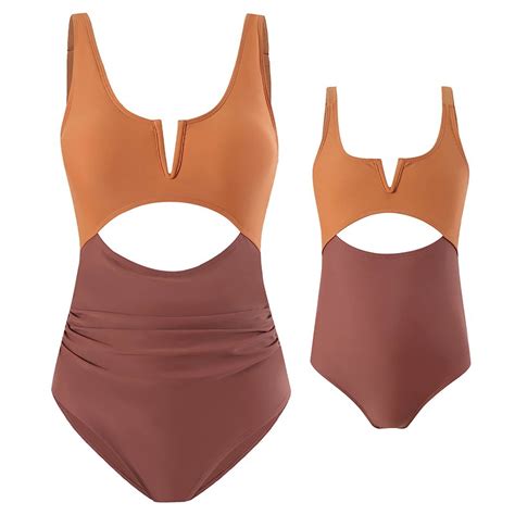 WREESH 2025 Girls Mommy and Me Matching Swimsuits Cutout One Piece