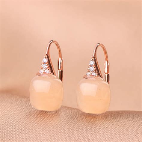 cercei argint champagne milky