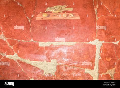 detail of red pompeian fresco Stock Photo - Alamy