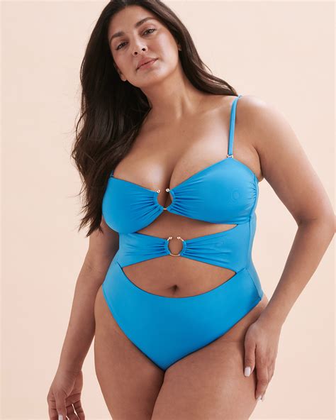 SEATONIC Cut-out Bandeau One-piece Swimsuit - Blue | Bikini Village USA