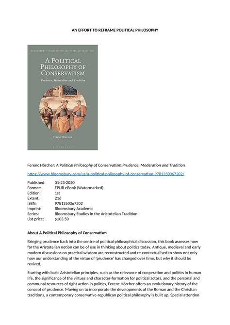 (PDF) A Political Philosophy of Conservatism. Prudence, Moderation and ...