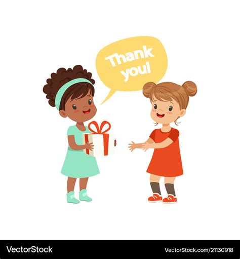 Girl thanking a friend for a gift kids good Vector Image