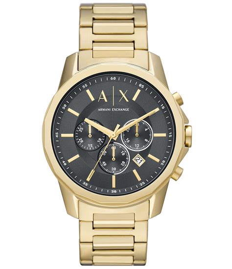 Armani Exchange Men's Chronograph Gold-Tone Black Dial Stainless Steel