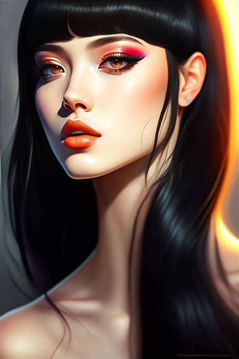 Lexica - E-girl, fully body, black hair, bangs hairstyle, pale skin