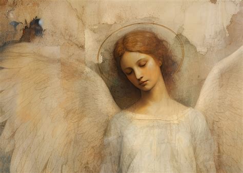 Angel Art Antique Fresco Vintage Print Spiritual Angel Art Timeless