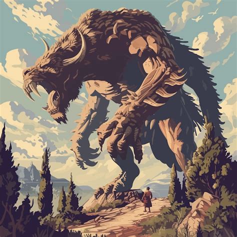 Giant_geryon_monster_greek_mythology_titan | Premium AI-generated vector