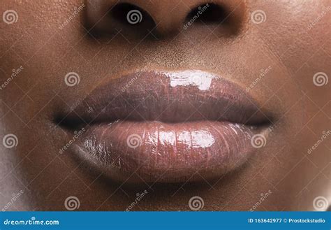 Perfect Plump Lips of Black Woman after Filler Injections Stock Image - Image of beautiful, girl ...