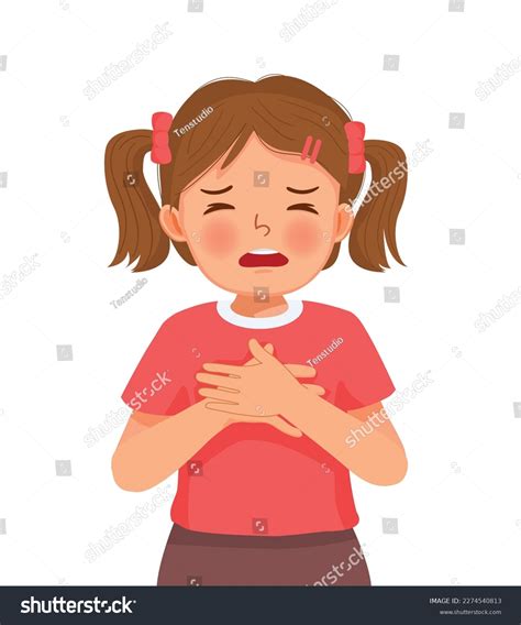 Cute Little Girl Having Difficulty Breathing Stock Vector (Royalty Free